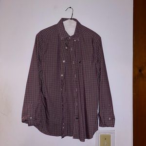 Nautica red pinstriped dress shirt